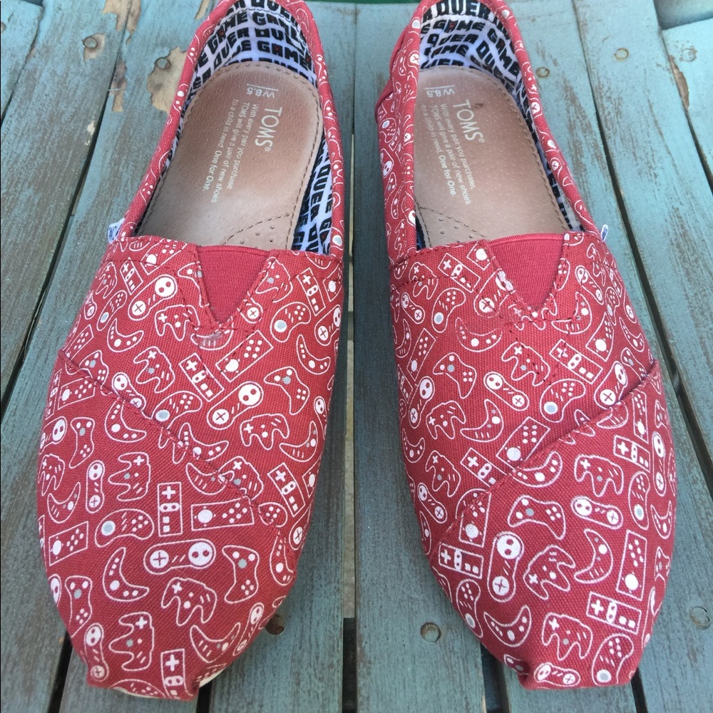 Women's Toms Game Over Red Slip On's Size 8.5M